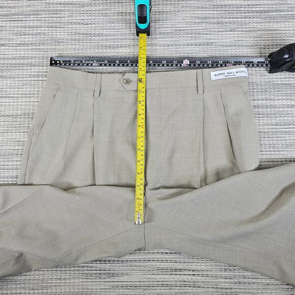 Bachrach Mens 34W Tan Super 100s Wool Italian Made Pleated Pants NEW unaltered - Picture 5 of 15